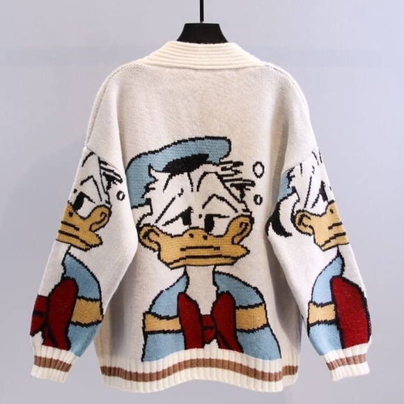 Amazon Cartoon Graphic Cardigan - Gray, Red, Blue, White - Picture 6 of 7